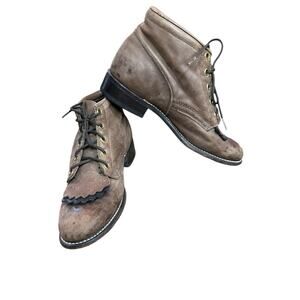 Vintage Women’s Laredo Brown Lace Up Kiltie Western Ankle Booties Size 7.5